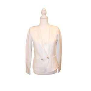 L'AGENCE Women's White Cotton Blend Blazer, Size M